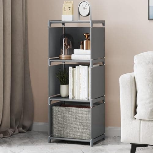 RIIPOO 4-Layer Storage Bookcase for Small Spaces | Versatile Bedroom Closet Organizer