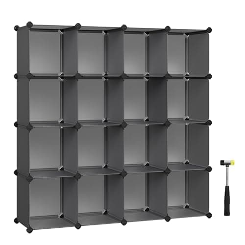 SONGMICS Rustic Brown Cube Storage Set - 16 Piece Closet Organizer