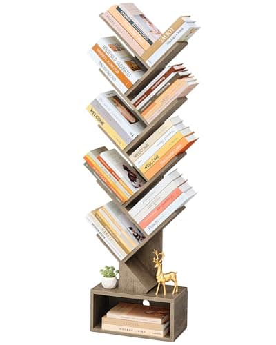 Hoctieon 9 Tier Rustic Brown Bookshelf for Living Room & Home Office