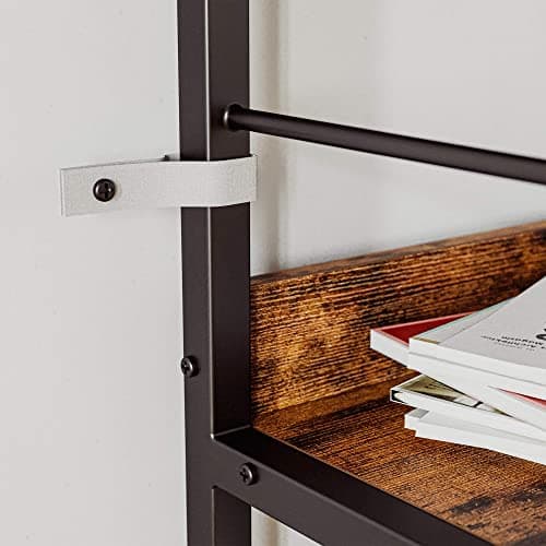 IRONCK 5-Tier Rustic Brown Ladder Shelf Bookcases for Living Room and Home Office