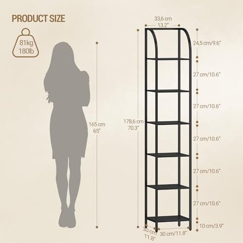 Industrial Style 6-Tier Black Steel Frame Bookcase BC56004B