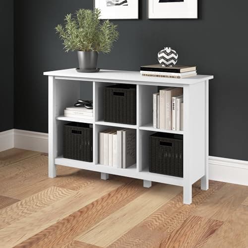 Bush Furniture Broadview 6 Cube Storage Shelving, White Home Office Organizer