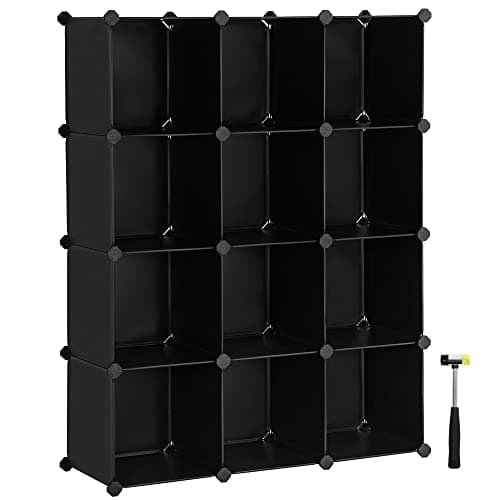 SONGMICS Rustic Brown Cube Storage Set - 16 Piece Closet Organizer