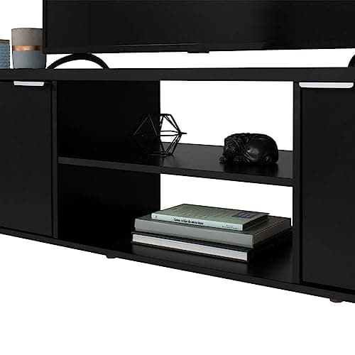 Madesa Black Large TV Stand with Cable Management for 65-75 Inch TVs