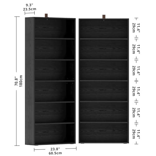 Ironck 6-Tier Floor Standing Bookcase 70" Tall Home Office and Living Room Furniture
