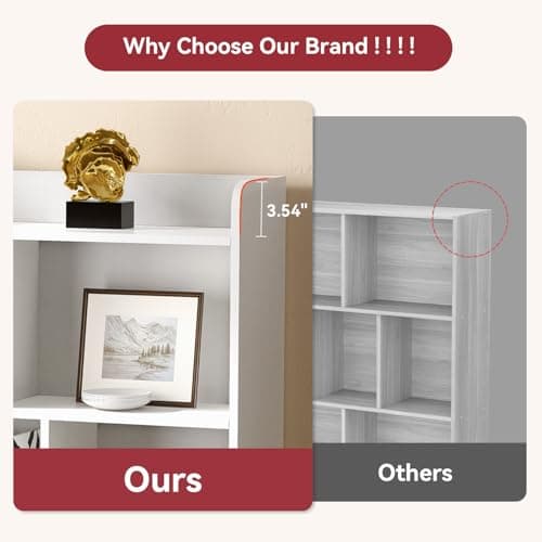 MXV 8 Cube Bookshelf, Wood Storage Organizer, White Free Standing for Living Room, Bedroom