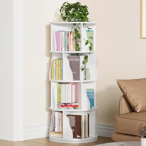 YESHOMY 72" Tall Bookshelf with Doors & 6-Tier Storage, White