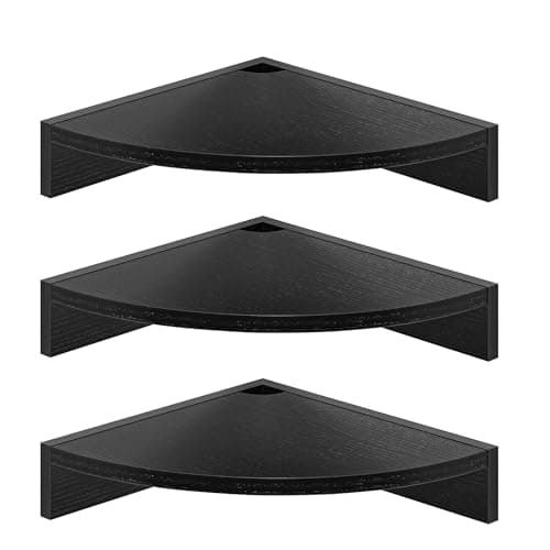 Oak Wood 3-Pack Corner Wall Shelves for Any Room