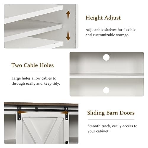 4 Ever Winner White TV Stand for 65" TV with Storage and Shelves