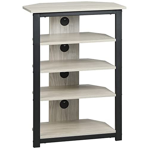 HOMCOM 4-Tier LED Media Stand with Cable Management for DVD Players, Game Consoles, and Streaming Devices - Black