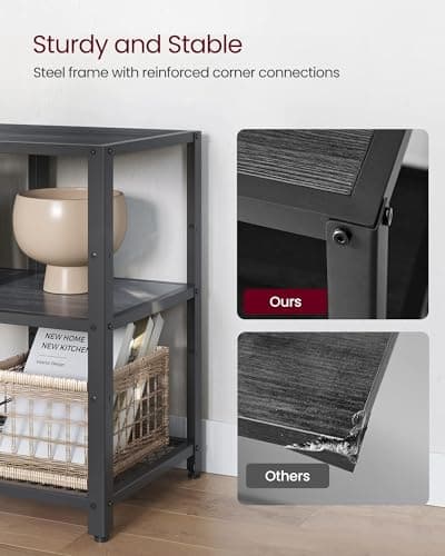 VASAGLE Black 65 Inch TV Stand with Open Shelves for Living Room Entertainment