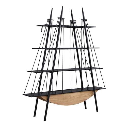 Rustic Industrial 3-Tier Bookshelf, Brown Wood and Metal