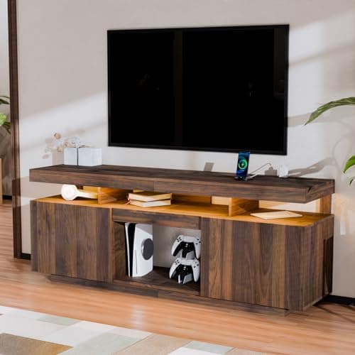 HOMMPA 75 Inch LED TV Stand with Storage & Power Outlets