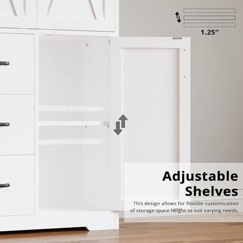 Industrial 67.5 Inch 5 Tier Bookshelf with 3 Doors & Drawers