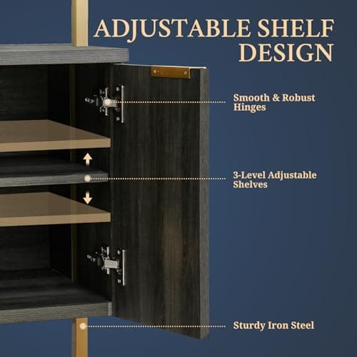 Oxford Midnight Oak 5-Tier Wall Mount Bookshelf with Cabinet