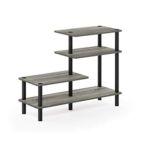 Furinno French Oak Grey/Black 3-Tier Wide Display Shelf