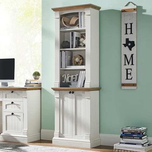 OKD Antique White 72" Tall 4-Tier Storage Bookcase