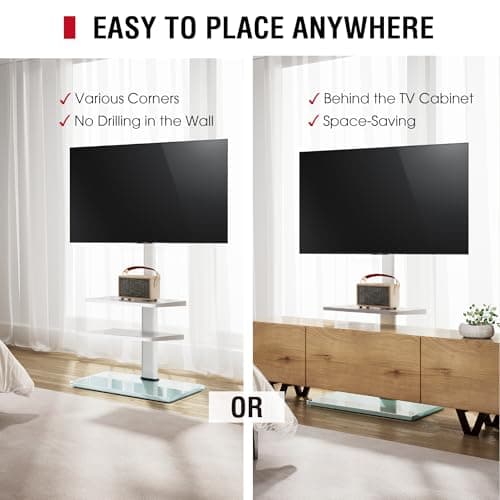 8 Level Adjustable Swivel TV Stand for 32-65" TVs, MAX VESA 400x400mm
