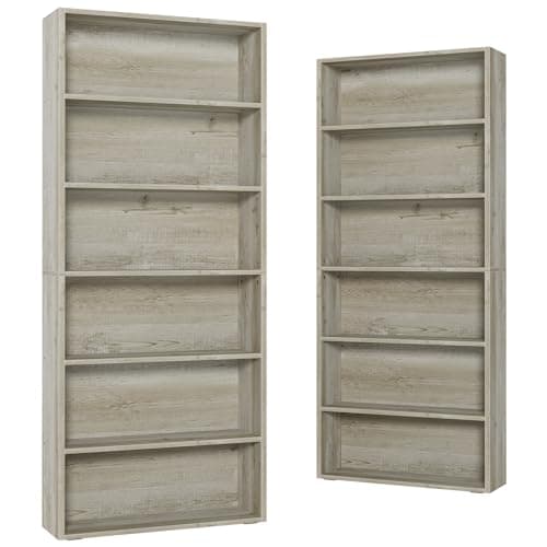 Ironck 6-Tier Floor Standing Bookcase 70" Tall Home Office and Living Room Furniture