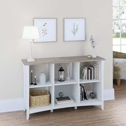 Bush Furniture Salinas 6 Cube Organizer - Pure White & Shiplap Gray