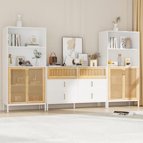 TUSY Modern 3-Tier Bookcase with 6 Drawers & 5-Tier Shelves for Home Office