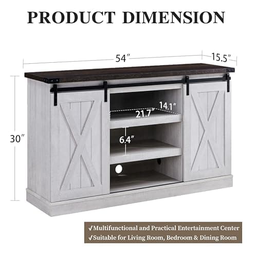 Rustic Farmhouse TV Stand for 65 Inch TV with Sliding Barn Door