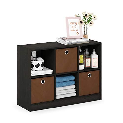 Furinno Espresso 3x2 Cube Storage Bookcase with Bins