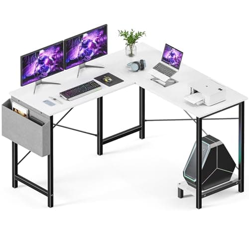 L-Shaped Gaming Desk - 50 Black Computer Table for Home Office and Small Spaces