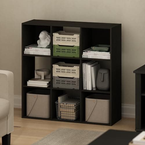 Furinno 9-Cube White Storage Cabinet and Bookcase