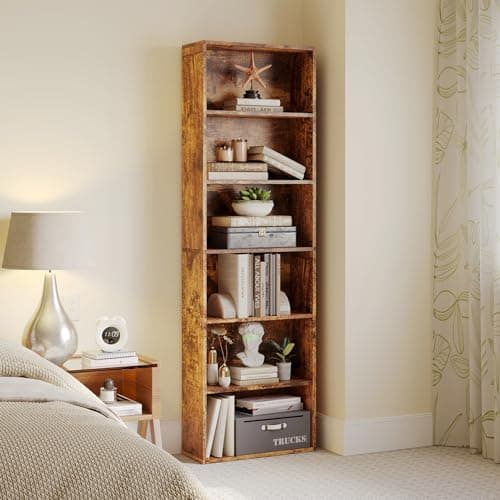 White 5-Tier MXV Bookshelf for Home Office, Living Room, Bedroom