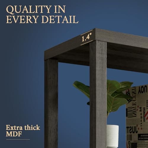 Midnight Oak Oxford Bookshelf, 5-Tier Tall Cabinet with Storage (1PCS)