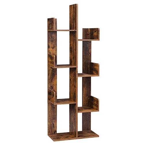 VASAGLE Rustic Brown Tree-Shaped Bookshelf with 8 Shelves