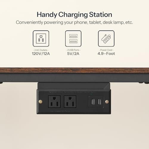HOOBRO 55 Inch TV Stand with Charging, LED Entertainment Center, Rustic Brown