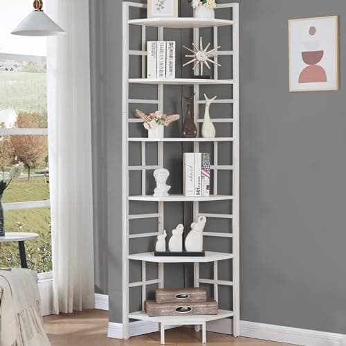 Industrial Corner Shelf for Home Office and Living Room - Brown