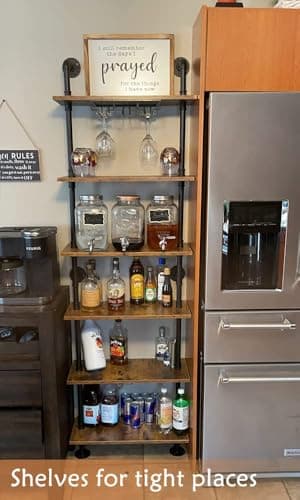 ZIOTHUM 23.6x9.8x78.7" Rustic Wood & Wrought Iron 6-Tier Shelf Loft Storage Bookcase