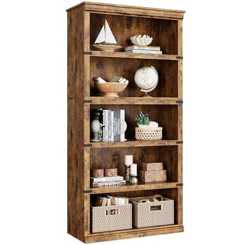 IDEALHOUSE 3-Tier Grey Farmhouse Bookcase with Storage for Home Office