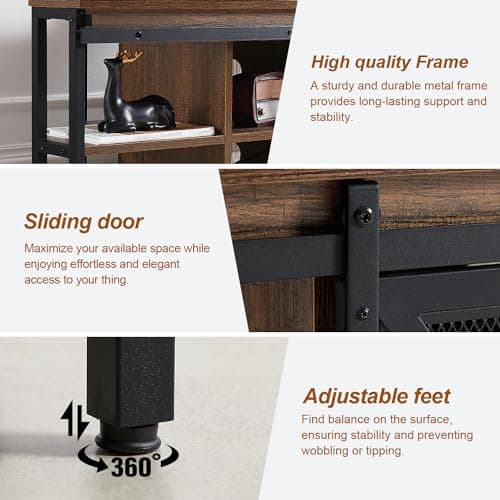 Rustic Corner TV Stand for 55/60 Inch TV with Storage and Sliding Barn Door