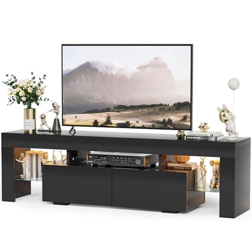 Modern LED TV Stand, 60 Inch, White - YESHOMY Gaming Entertainment Center