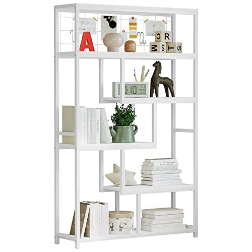 IRONCK 6-Tier Industrial Etagere Bookshelves, Heavy Duty Vintage Brown Living Room & Office Storage