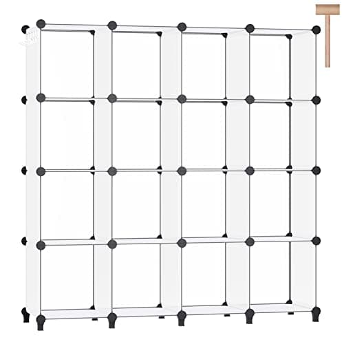 DINMO 16-Cube Storage Organizer, Bookcase & Display Shelf, White