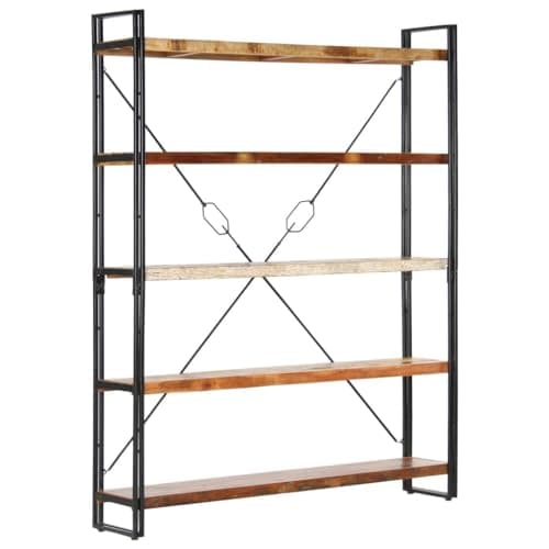 Homissue 5-Tier Reclaimed Wood Bookcase - Industrial Rustic Style, Brown