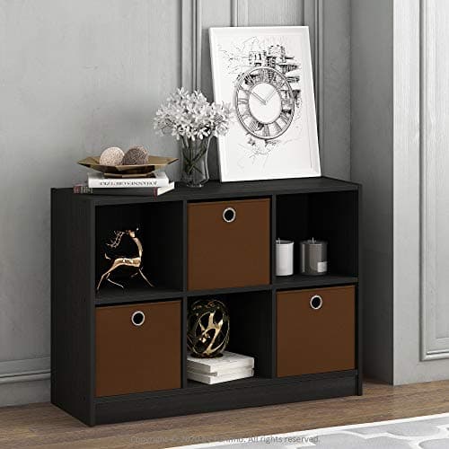 Furinno Espresso 3x2 Cube Storage Bookcase with Bins