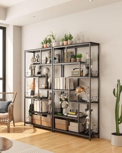 Gizoon 71" Industrial Black Staggered Bookshelves 8-Shelves for Bedroom, Living Room, Home Office