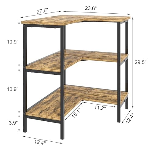 VECELO 40 Modern Corner TV Stand with Open Shelves for Living Room and Bedroom, Grey