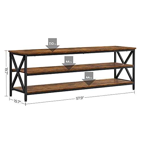 VASAGLE Rustic Brown & Black TV Stand TV Table ULTV100B01