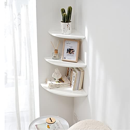 2 Pack Natural Oak Floating Corner Shelf, Wall Mount, 7 Inch, for Bedroom, Kitchen, Living Room
