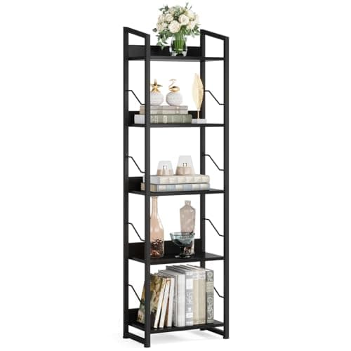 Rustic Brown 3-Tier Industrial Bookshelf for Home Office and Bedroom
