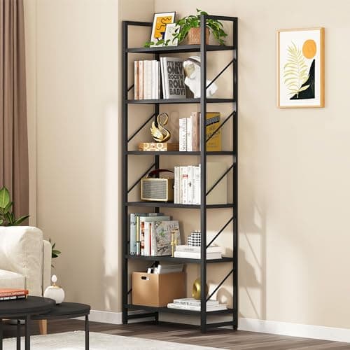 YITAHOME Modern 6 Tier Bookshelf for Living Room, Black