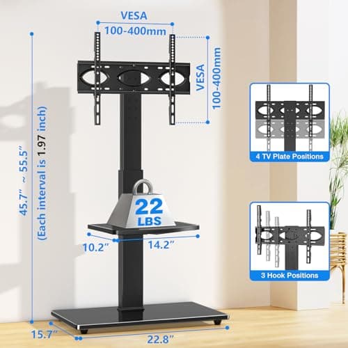 Rfiver Swivel TV Stand with Height Adjustment & Cable Management for 32-70 inch TVs Up to 110lbs