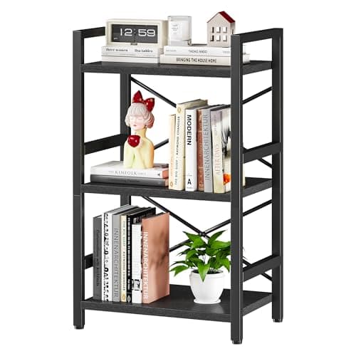 Rustic Brown 4 Tier Bookshelf for Living Room, Bedroom, Home Office